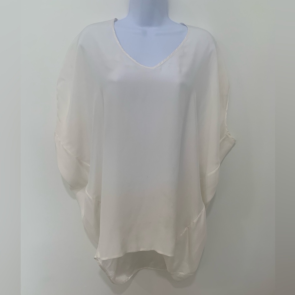VINCE 100% Silk Cream Blouse - Sz L